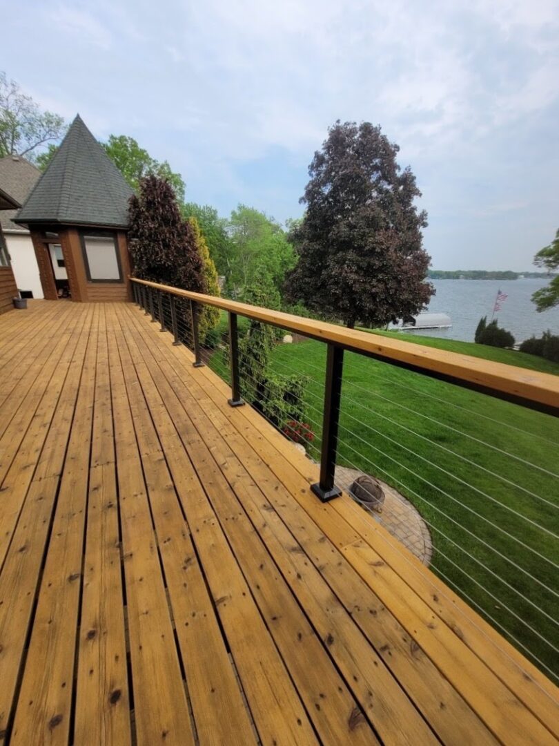 Rich wood deck overlooking deck