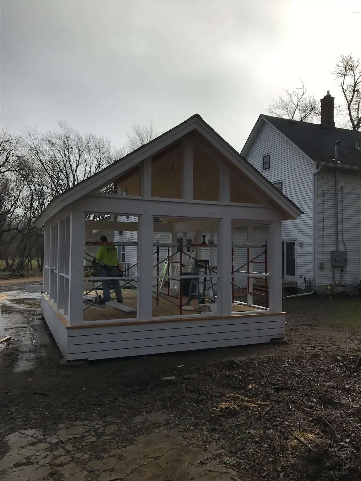 A person working on the inside of a house